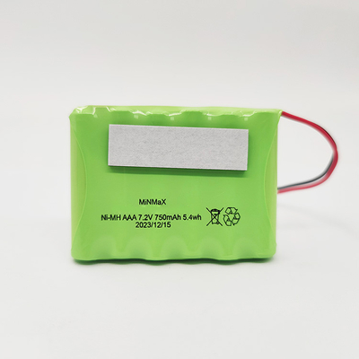Bateria Ni-Mh de alta temperatura, AAA750mAh, 6S1P, temperatura de carga e descarga -20°C ~ +70°C, para luz de emergência